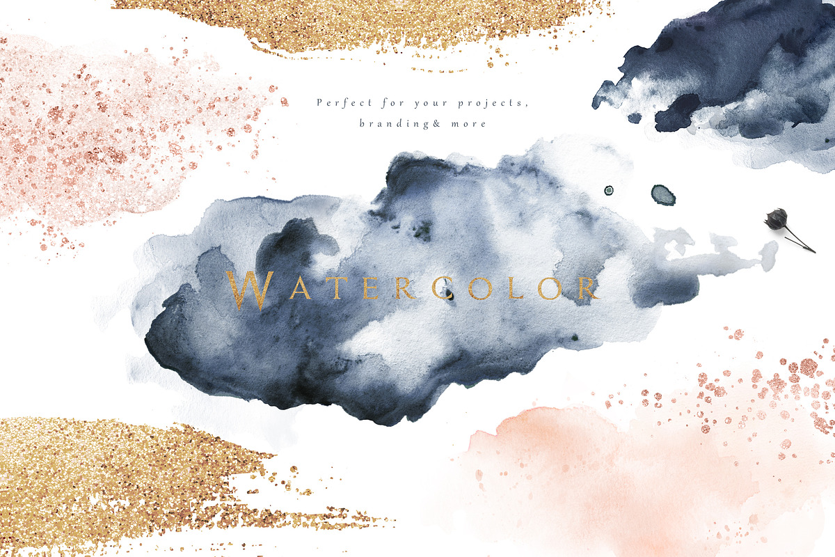 Blush & Navy-Watercolor Graphic Set, a Decorative Illustration by ...