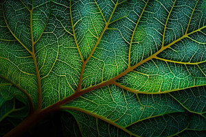 Green leaf veins intricate pattern n, a Photo by Pixeness Studio