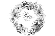 Tropical flowers and leaves, an Illustration by Elena Dorosh (Thumbnail 1 of 7)