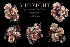 Midnight Floral Clip Art Collection