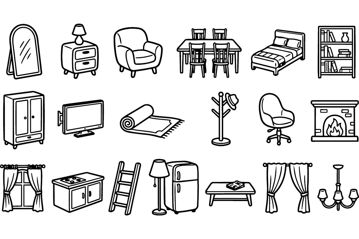 Home Furniture Icon Set Svg, an Illustration by designvectx (Photo 1 of 3)