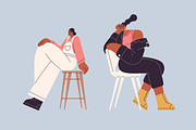 Modern people sitting on chairs set, a Person Illustration by Good Studio (Thumbnail 6 of 13)