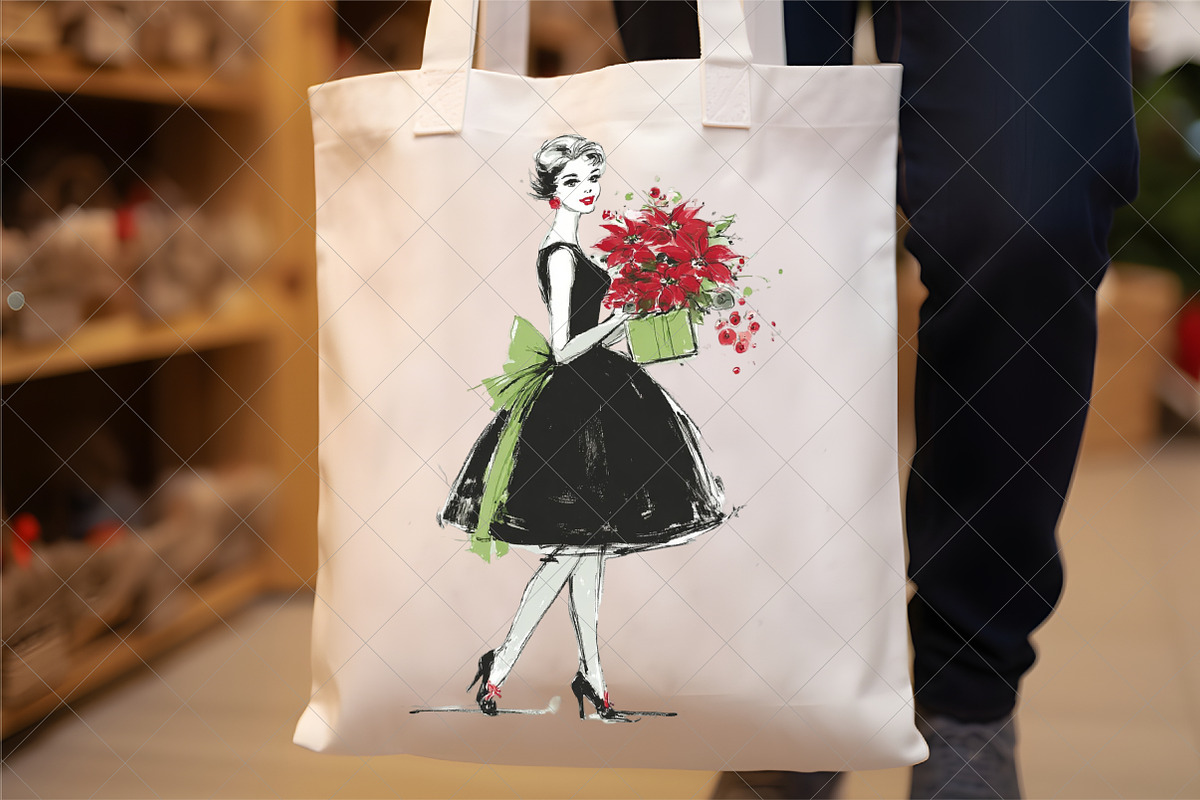 Vintage Christmas Lady Clipart, an Illustration by SinaCreation (Photo 5 of 7)