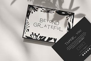 Floral Thank you Card Canva Template, a Card Template by LePosey Studio