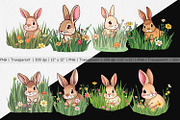 Grass Bunny Clipart, a Graphic by Artnoy (Thumbnail 2 of 5)