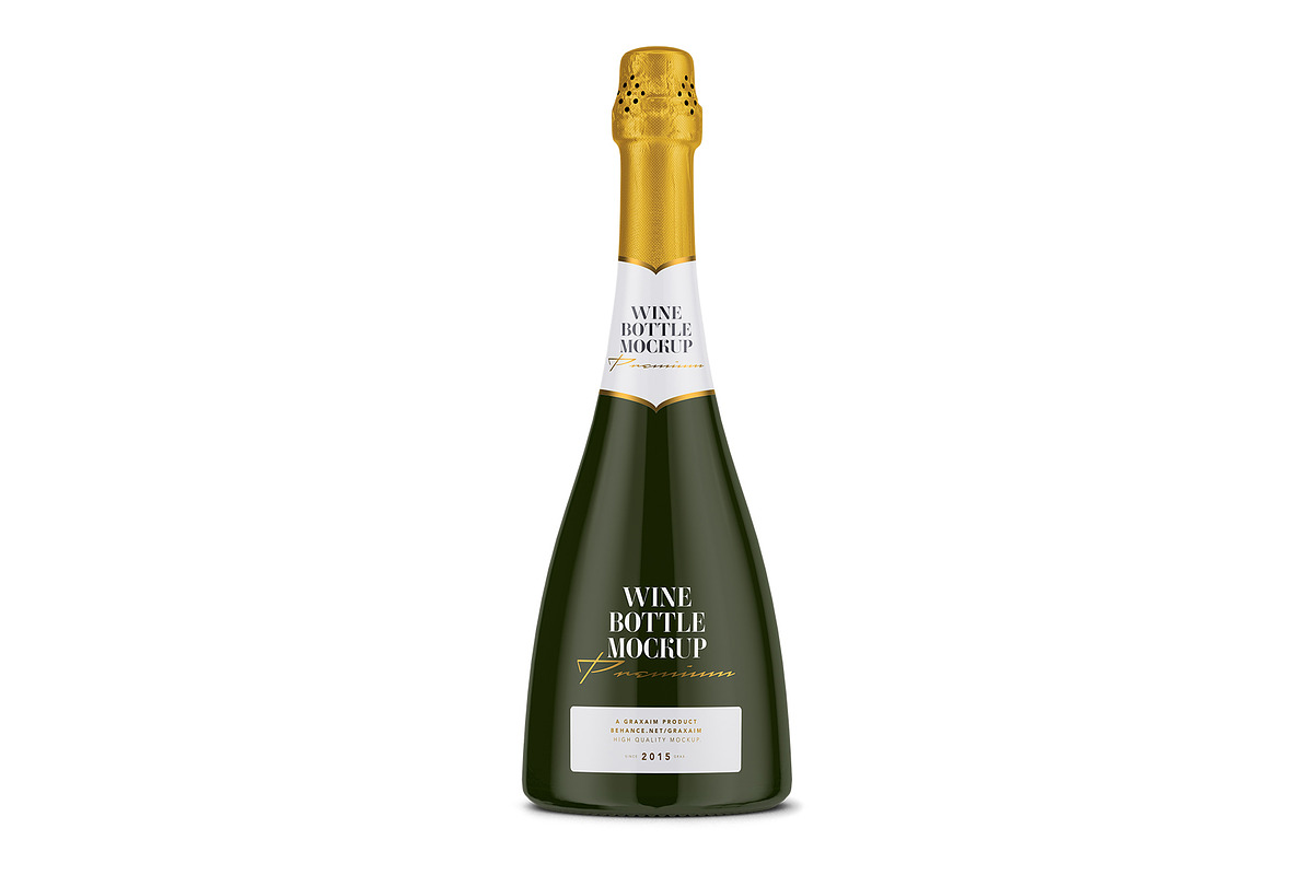 Champagne Green Bottle Mockup, a Packaging Mockup by Graxaim Mock-up (Photo 5 of 7)