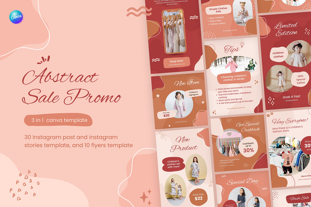 Abstract Sale 3in1 Canva Template, a Social Media Template by Brandearth RRGraph (Photo 1 of 11)