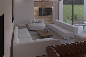 Japandi Living Room 3D Scene, Mockup, a Scene 3D Model by Arthitecture Home