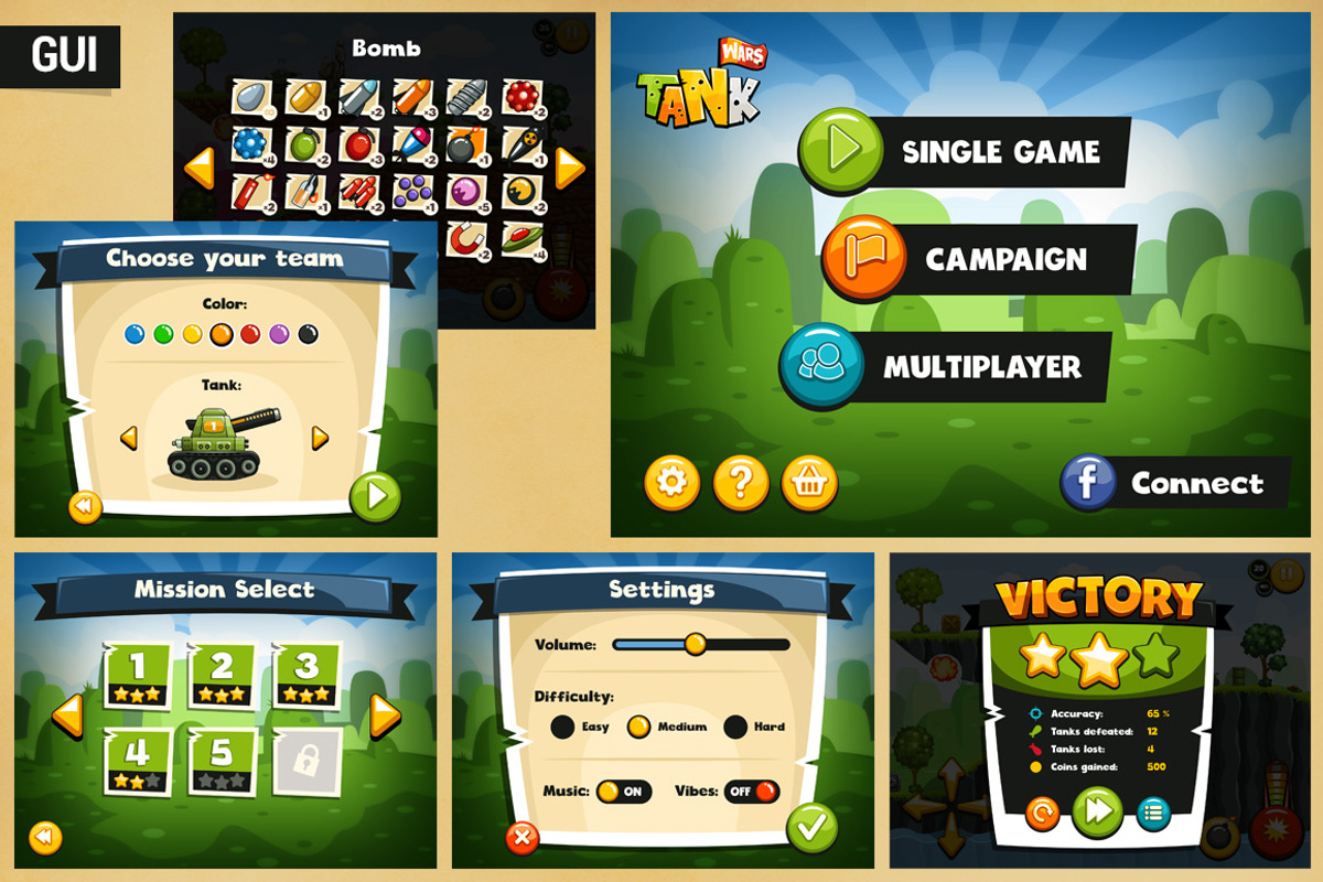 Game Assets for Tank Wars, an Illustration by wowu (Photo 4 of 5)