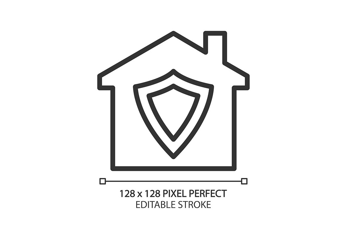 Home security pixel perfect linear, an Icon by IMG Visuals