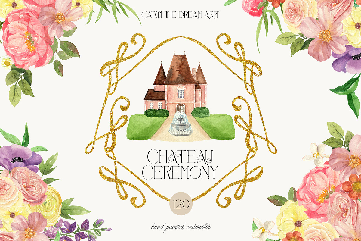 Chateau Ceremony Floral Wedding, a Decorative Illustration by Catch the Dream Art (Photo 1 of 15)