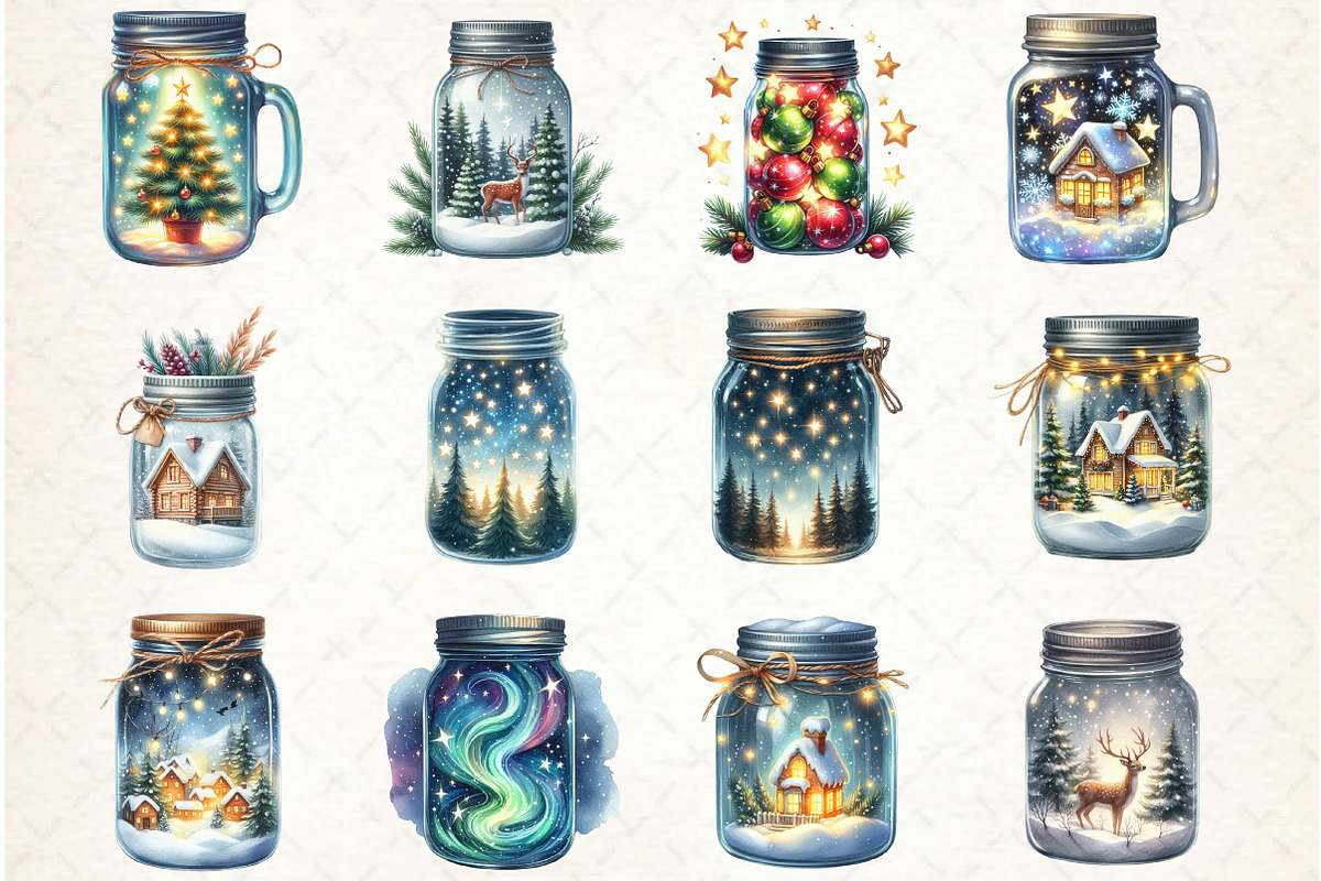 Christmas Magic Jars Clipart Bundle, an Illustration by Libby Wishes (Photo 2 of 7)