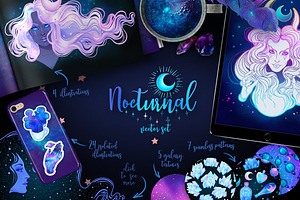 NOCTURNAL. Magic Vector Set.