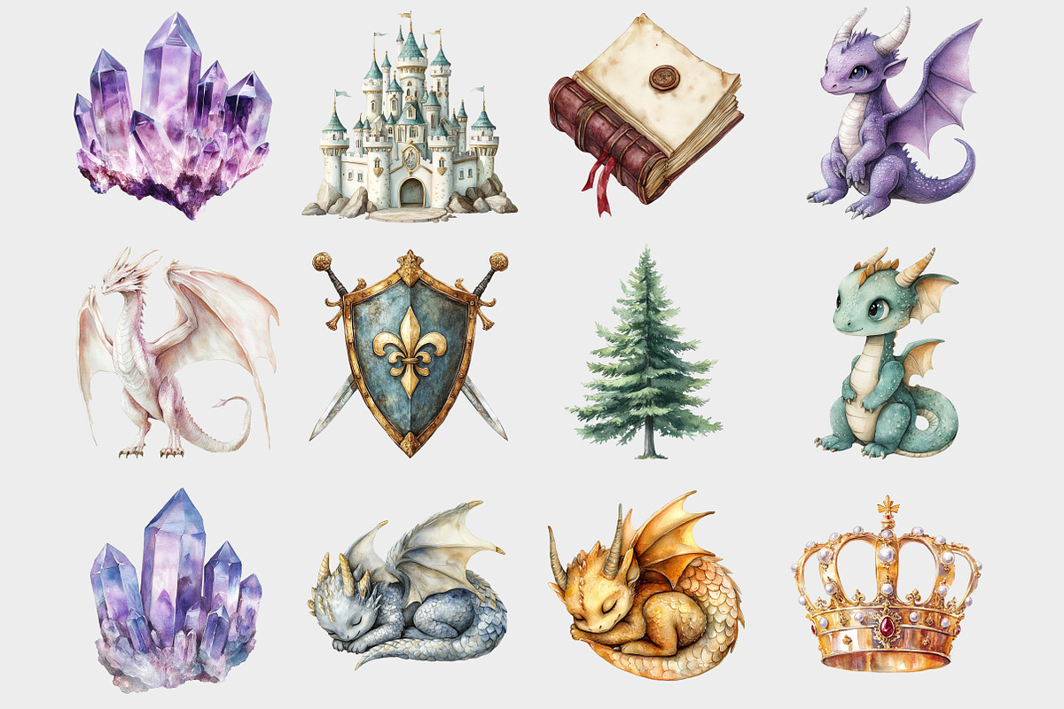 Watercolor Dragon Clipart, a Seasonal Illustration by Design Market (Photo 2 of 5)