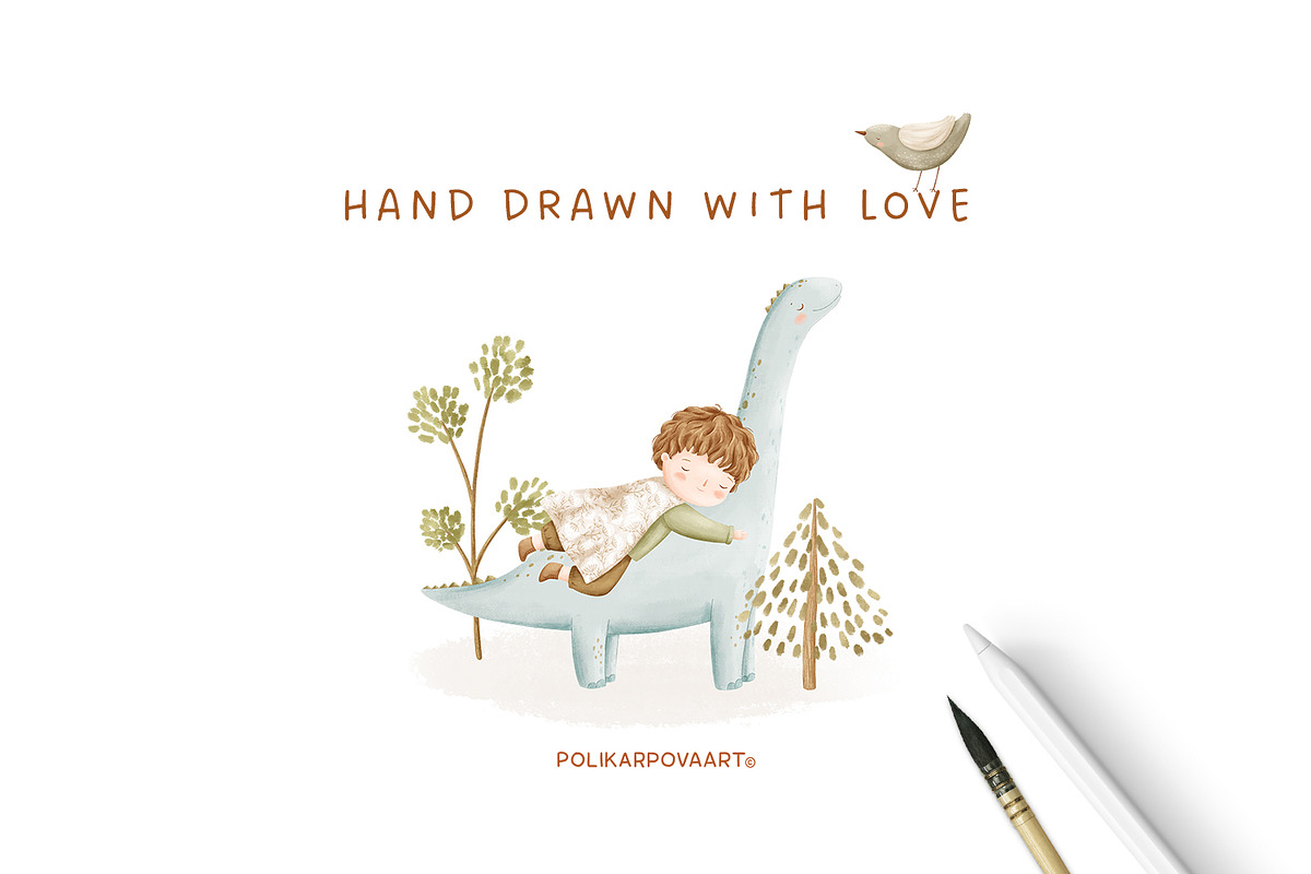 My friend Dinosaur - baby collection, a Decorative Illustration by polikarpovaart (Photo 18 of 18)
