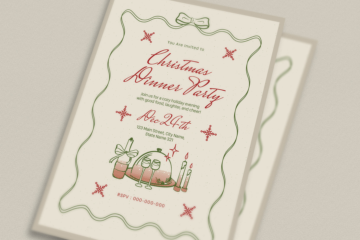 Rustic Christmas Dinner Invitation preview 2