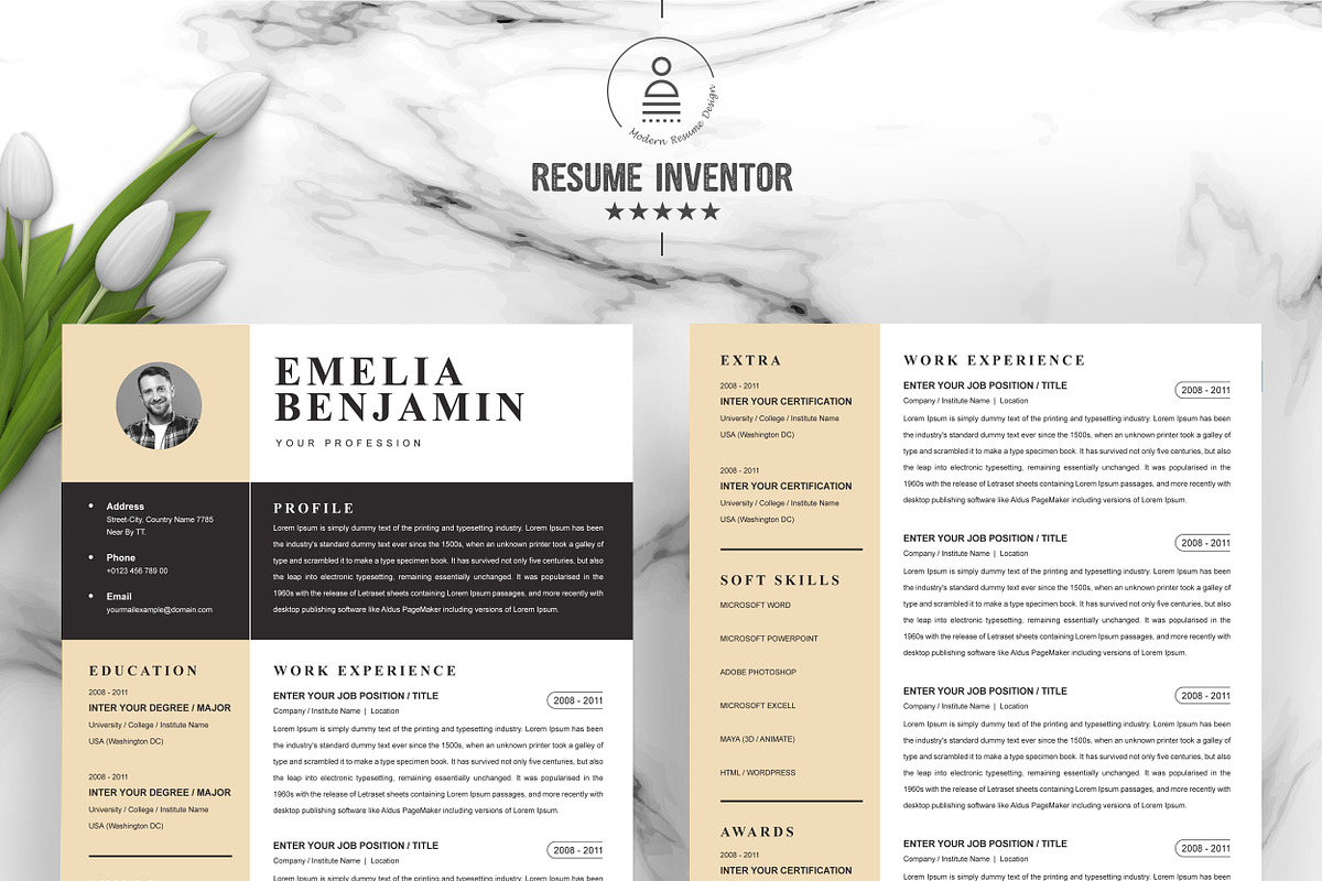 Resume Template for Word | CV Resume, a Resume Template by ResumeInventor