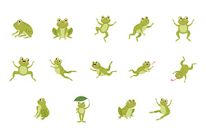 Cute Frog Illustration Set, an Animal Illustration by studiogstock