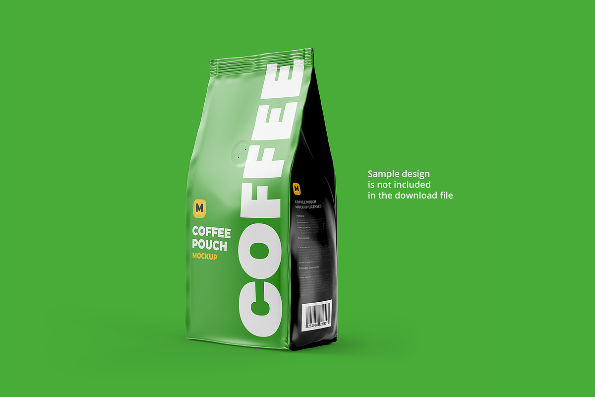 Coffee Pouch Half Side 3/4 Mockup, a Packaging Mockup by easymock (Photo 8 of 8)