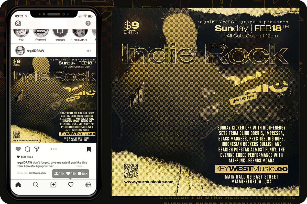 Indie Rock Music Flyer, a Flyer Template by regalDRAW (Photo 2 of 3)