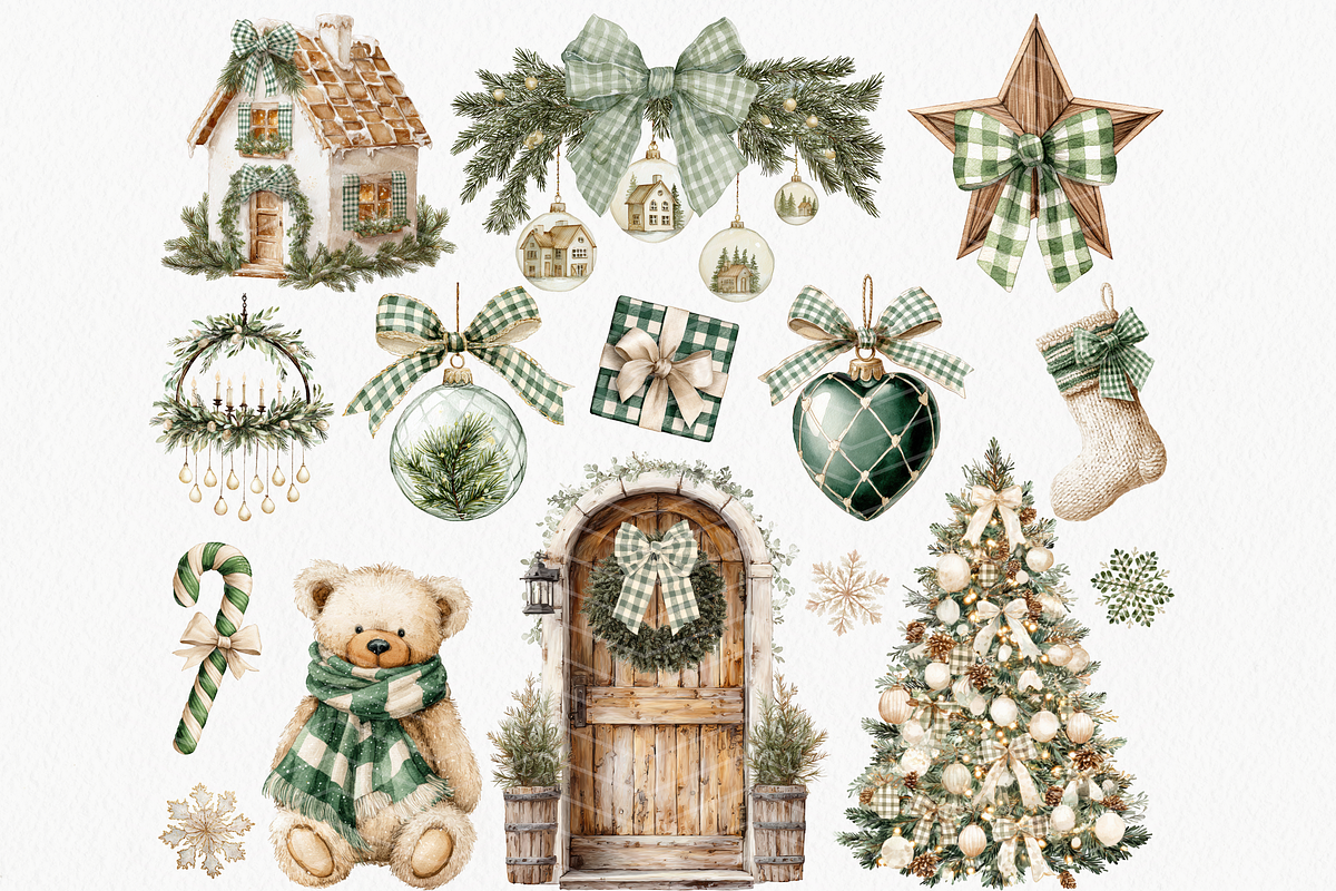 Neutral Christmas Clipart Pine Green, an Illustration by ClipArtCharm (Photo 4 of 5)