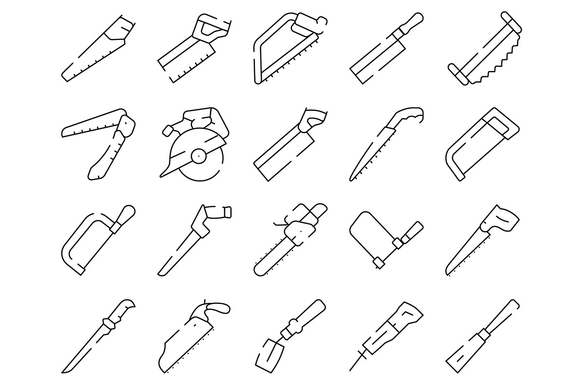 Hand saw and cutting tool icons set, an Object Graphic by pikepicture (Photo 2 of 3)