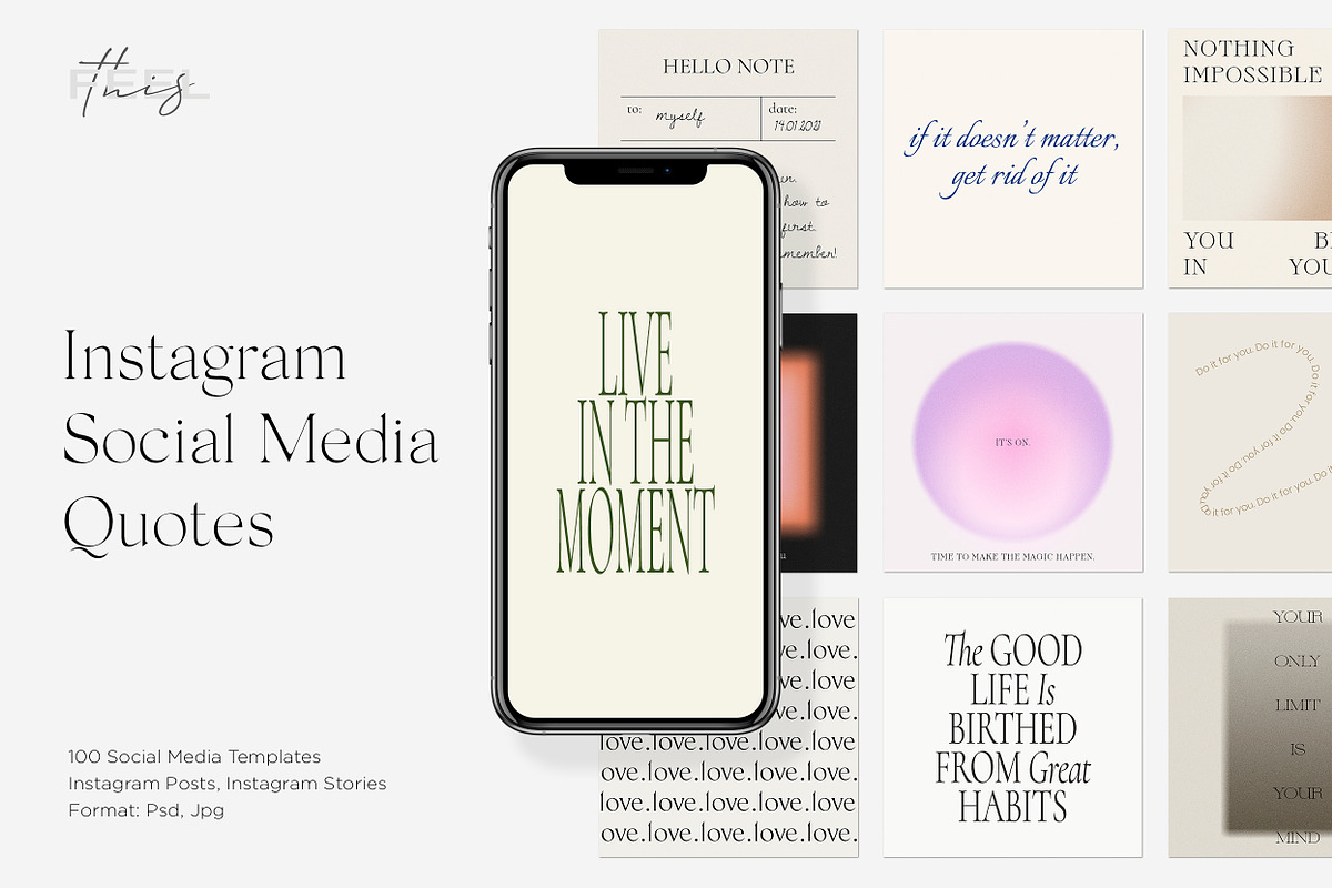 Instagram Social Media Quotes PS, a Social Media Template by Feel This (Photo 1 of 18)
