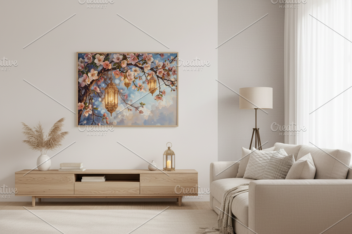 Cherry Blossom Lanterns – Watercolor, a Background Graphic by Floraphoria (Photo 10 of 11)