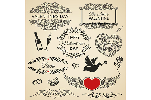 Valentines design elements preview 2