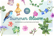 Summer Bloom Watercolor Set, an Animal Illustration by pixelbuddha.net (Thumbnail 1 of 7)