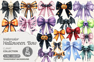 Halloween Coquette Bow Clipart, an Illustration by Dream Creation