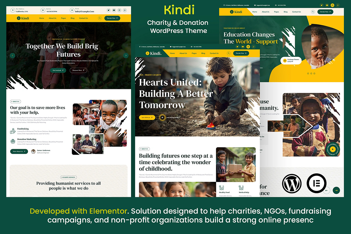 Kindi - Charity Donation WP Theme, a WordPress Template by Helenshop (Photo 1 of 4)