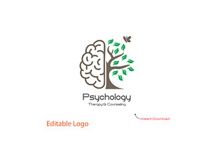 Minimalist Brain & Life Tree Logo, a Branding & Logo Template by YUDesignStore