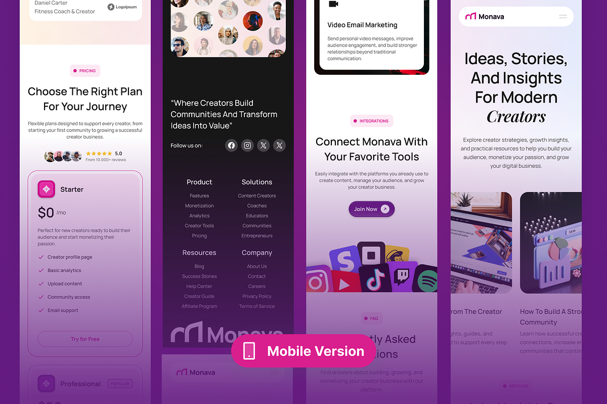 Monava - Creator Monetization UI Kit, a Landing Page Template by Agensip Design Agency (Photo 8 of 10)