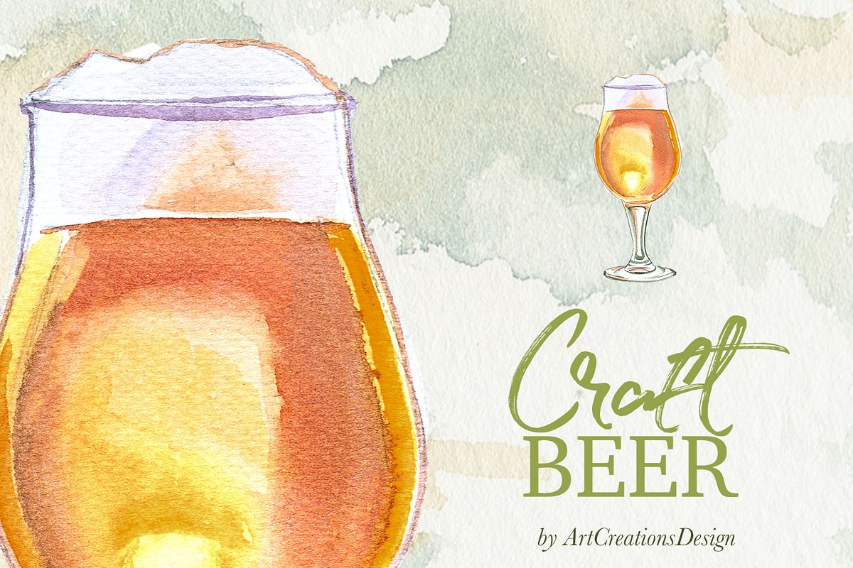 Hand Painted Craft Beer Clipart, a Food Illustration by ArtCreationsDesign (Photo 9 of 9)