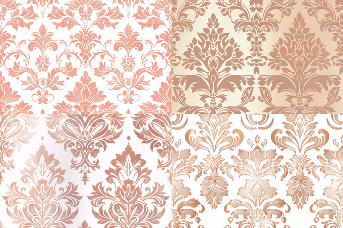 Rose Gold Damask Seamless Patterns, a Pattern Graphic by PrintablesByFranklyn (Photo 4 of 6)