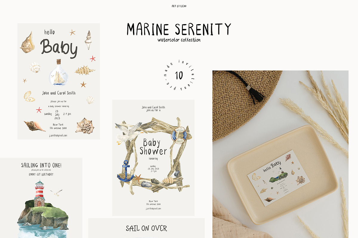 MARINE SERENITY watercolor + fonts, an Education Illustration by LiChu Art (Photo 7 of 11)
