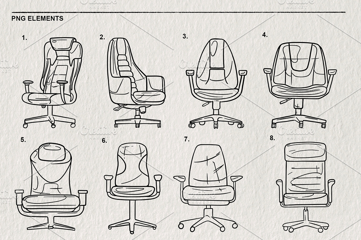 Office chair set 23 PNG, a Work Illustration by LOKSKIH (Photo 3 of 5)