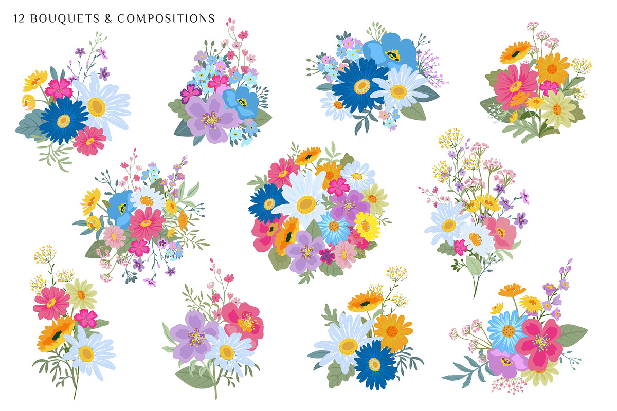 Blooming Meadow Vector Set, a Pattern Graphic by Molly art (Photo 2 of 13)