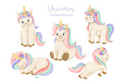 Watercolor Pastel Unicorn Clipart, an Animal Illustration by ArtGiftsStudio (Thumbnail 2 of 6)