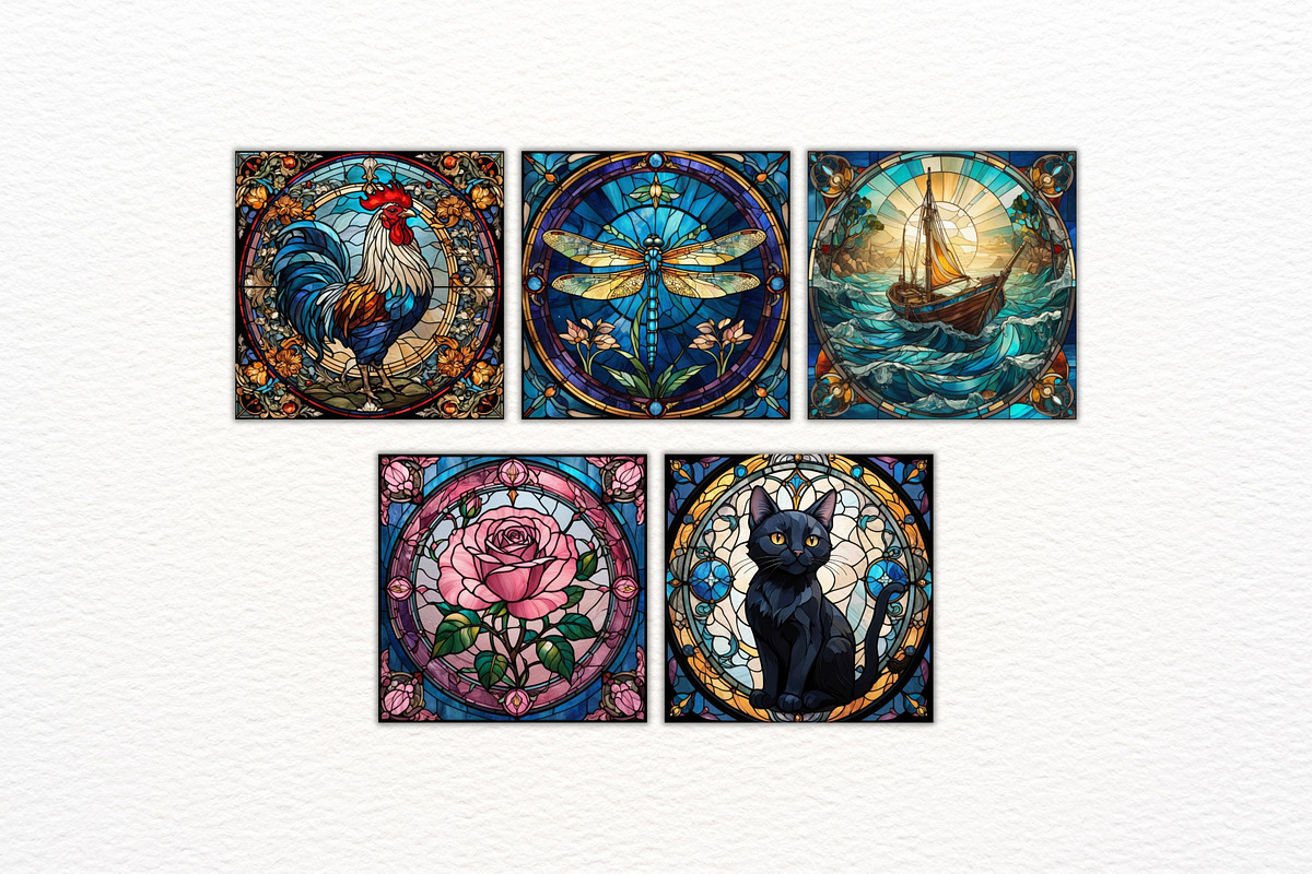45 JPG STAINED GLASS CLIPART BUNDLE, a Wallpaper Graphic by Vachira Digital Studio (Photo 6 of 6)