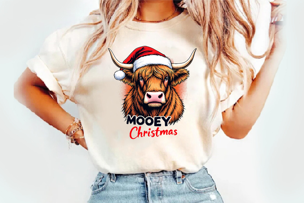 Mooey Christmas PNG, an Illustration by Watercolor design (Photo 3 of 3)
