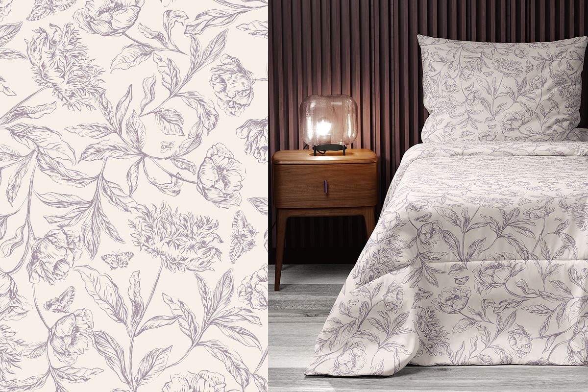 Subtle Hand Drawn Blossom Flowers, a Wallpaper Graphic by MalyskaStudio (Photo 9 of 10)