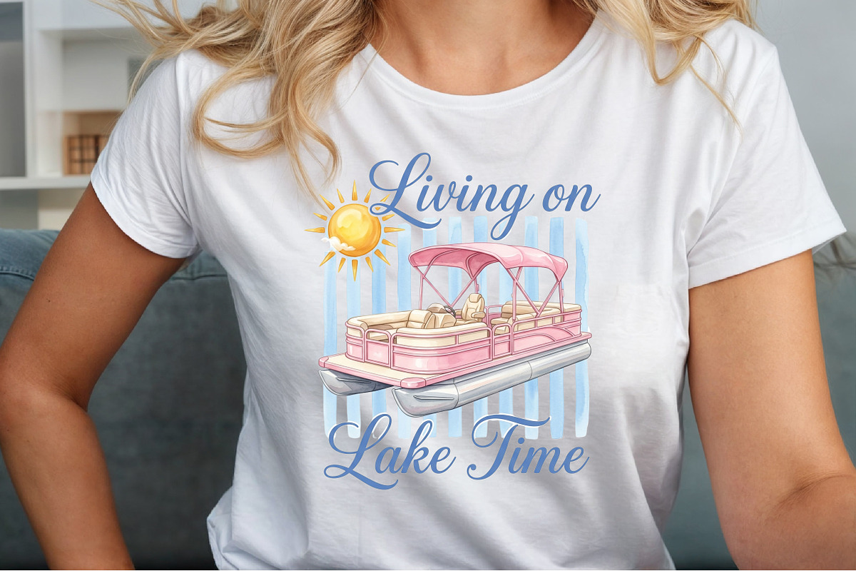 Lake Time Pontoon Boat PNG, a Seasonal Illustration by Sublimation Artist (Photo 5 of 9)