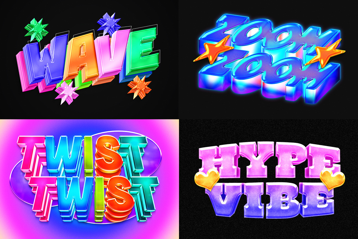 Colorful 3D Glossy Text Effect, a Layer Style Add-On by Matsero (Photo 4 of 4)