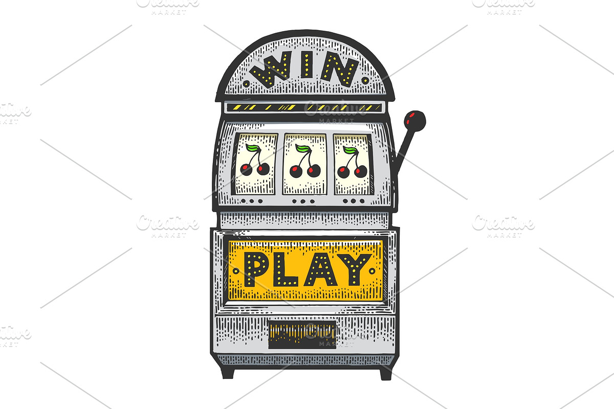 Slot machine gambling device sketch, an Object Illustration by AlexArt