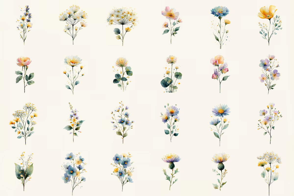 Watercolor Delicate Wildflower Clipa, an Illustration by DreamCafeArt (Photo 2 of 7)
