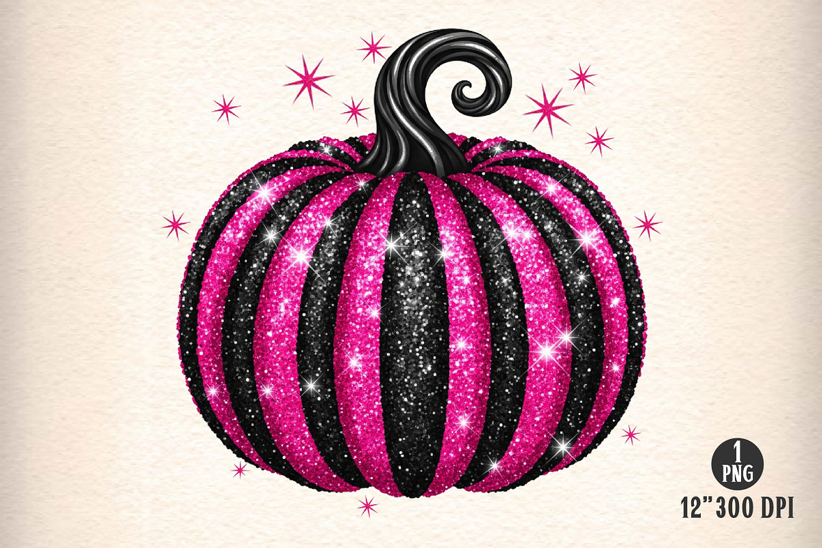 Pink and Black Sequin Pumpkin PNG, an Illustration by Dream Creation (Photo 1 of 5)