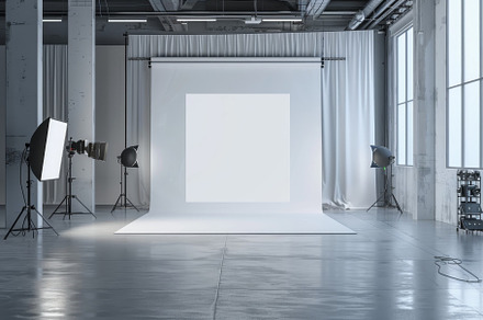 A spacious photography studio with l, a Photo by Tanuart
