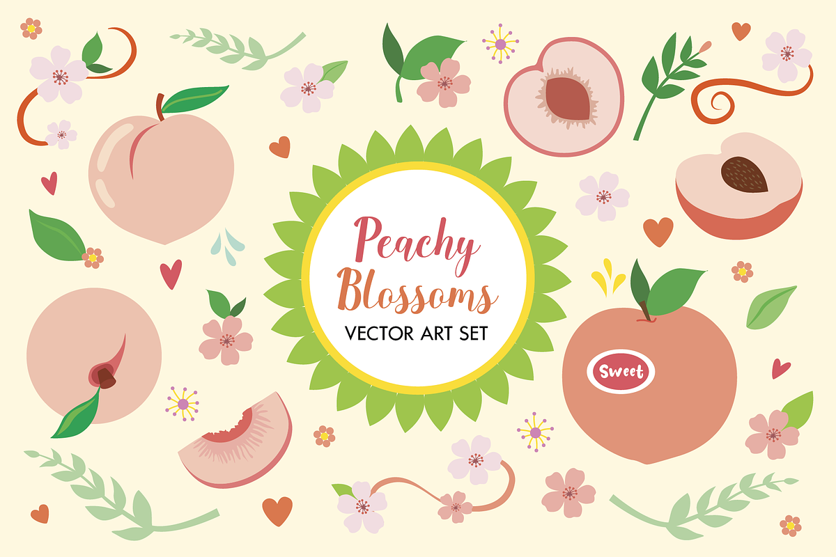 Peach Blossom Florals Vector Set, an Illustration by Spark Design (Photo 2 of 3)